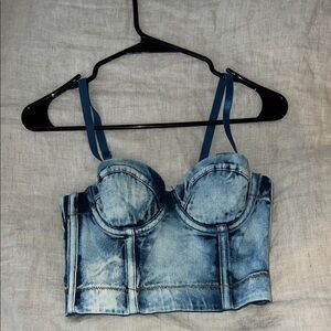 Denim Bustier Crop Top